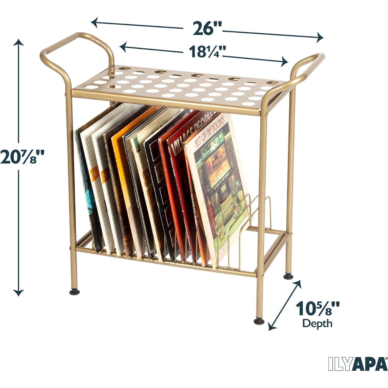 Soporte para Tocadiscos Ilyapa 2 Niveles Metal Dorado 14 Ranuras
