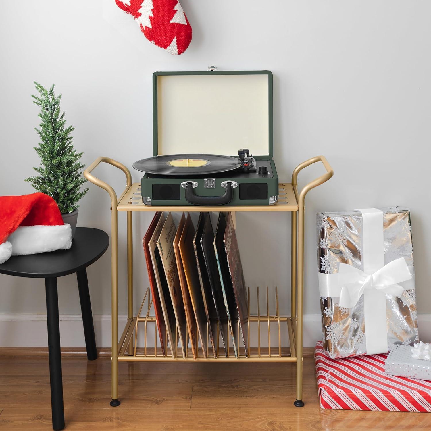 Soporte para Tocadiscos Ilyapa 2 Niveles Metal Dorado 14 Ranuras