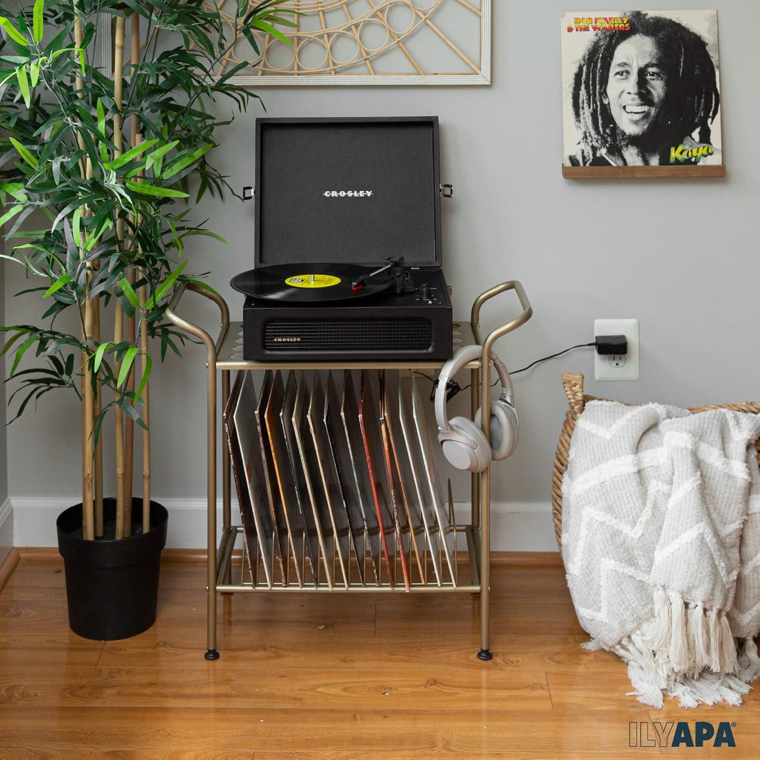 Soporte para Tocadiscos Ilyapa 2 Niveles Metal Dorado 14 Ranuras