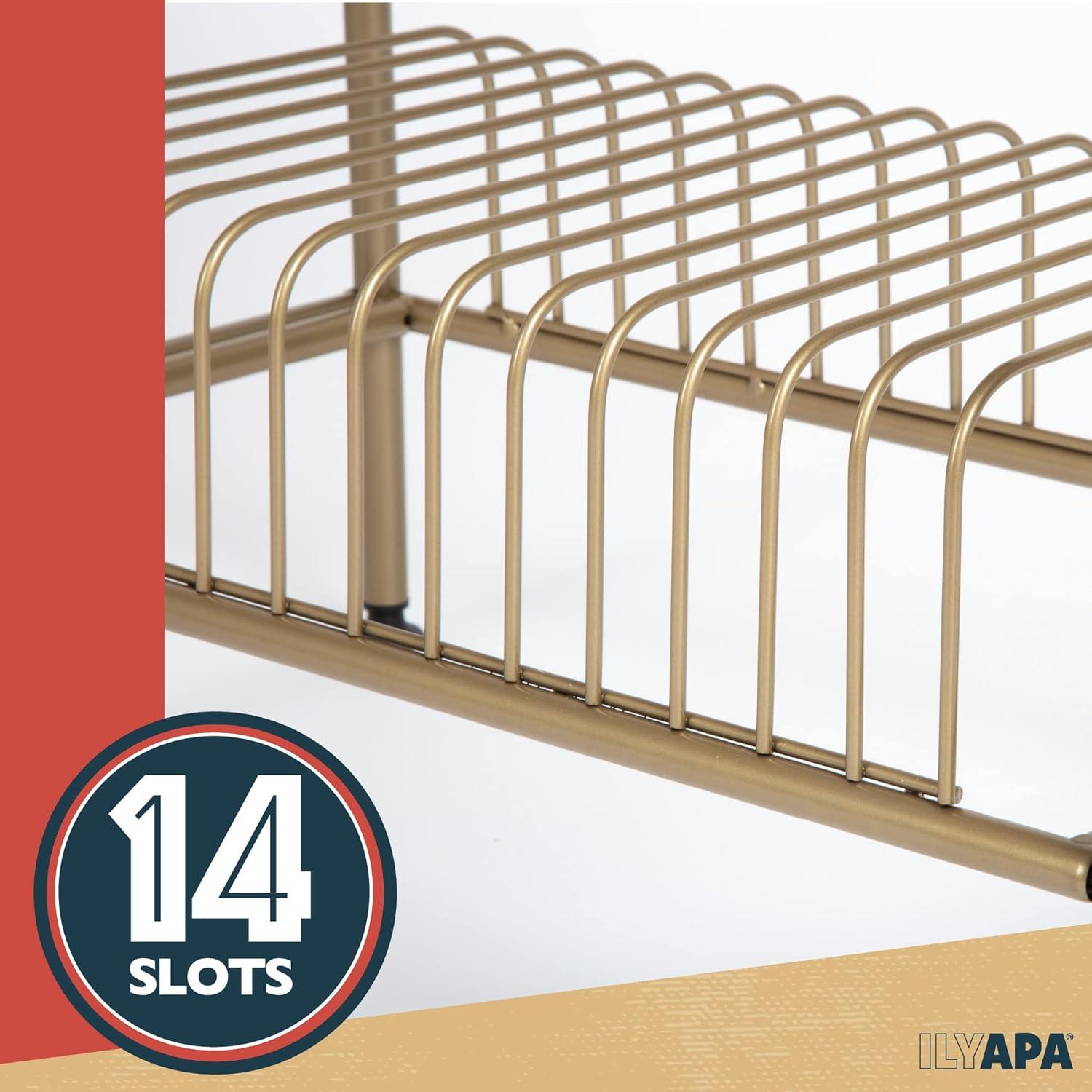 Soporte para Tocadiscos Ilyapa 2 Niveles Metal Dorado 14 Ranuras