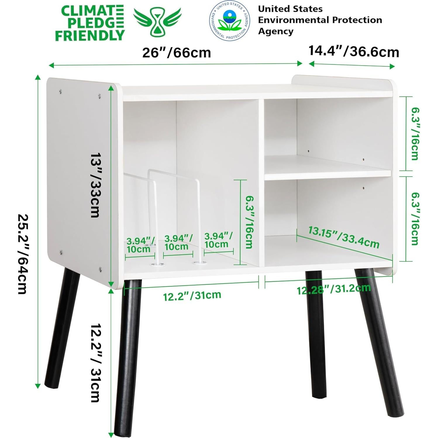 Soporte para Tocadiscos Beroxii Blanco con Almacenamiento para 150 Álbumes