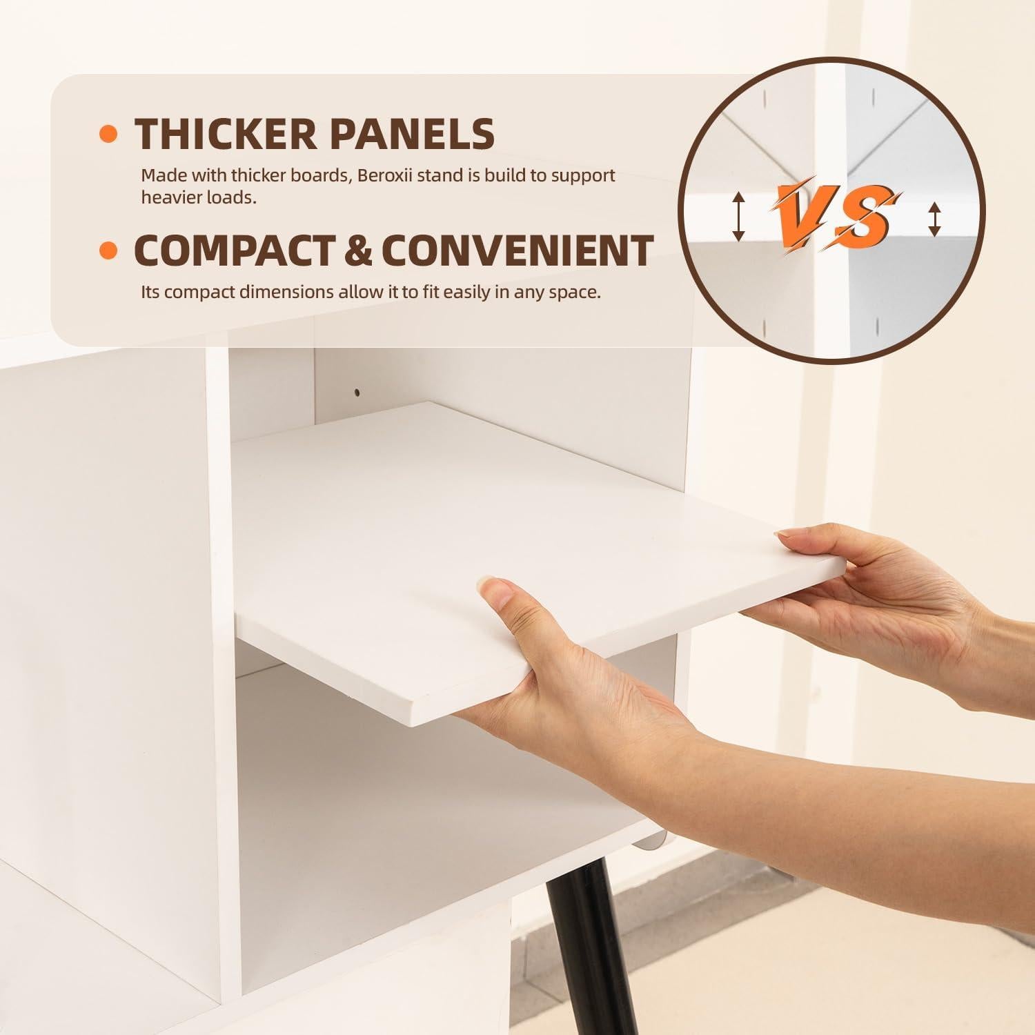 Soporte para Tocadiscos Beroxii Blanco con Almacenamiento para 150 Álbumes