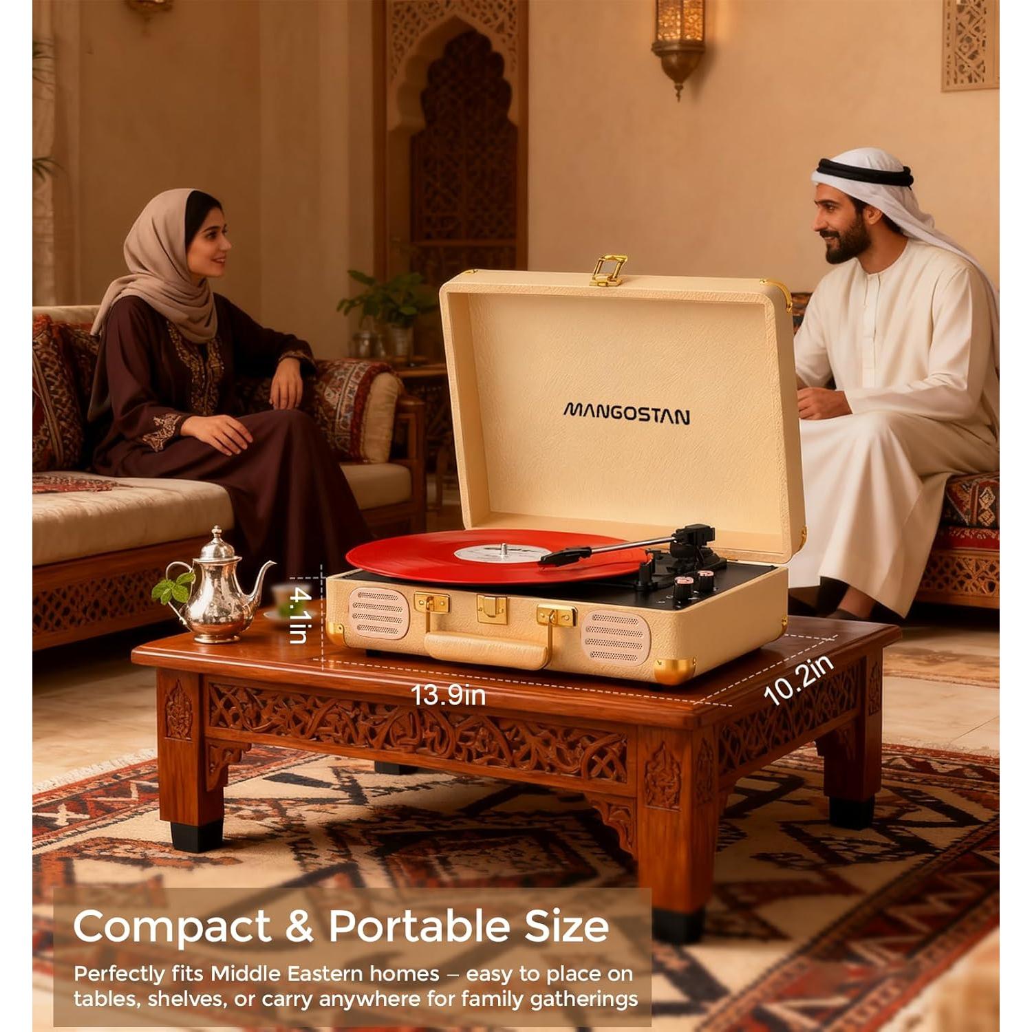 Reproductor de Vinilo Bluetooth MANGOSTAN MS-TE-001K Dorado