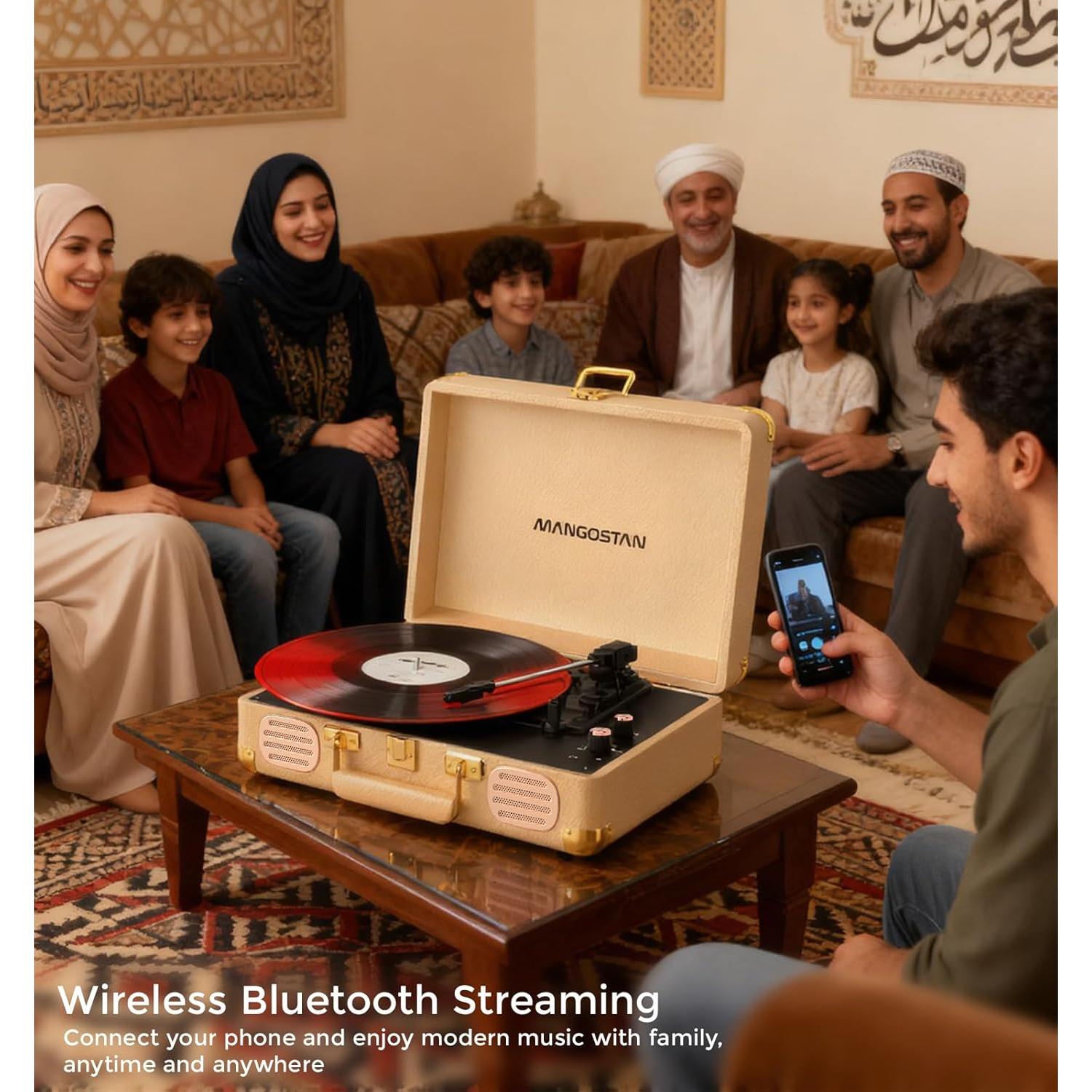 Reproductor de Vinilo Bluetooth MANGOSTAN MS-TE-001K Dorado