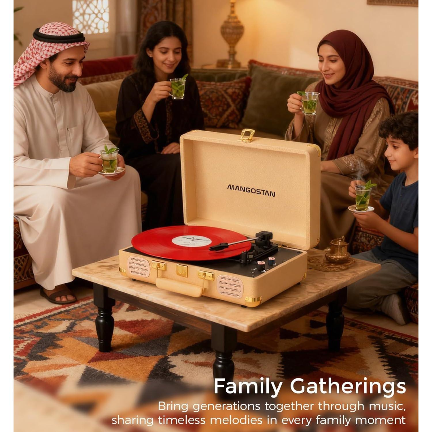 Reproductor de Vinilo Bluetooth MANGOSTAN MS-TE-001K Dorado