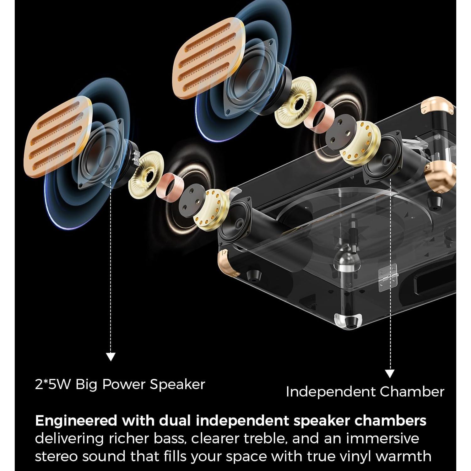Reproductor de Vinilo Bluetooth MANGOSTAN MS-TE-001K Dorado