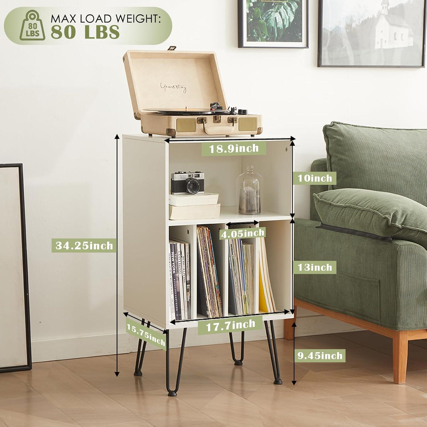 Soporte para Tocadiscos Leesingdo BU-035 Blanco con Almacenamiento