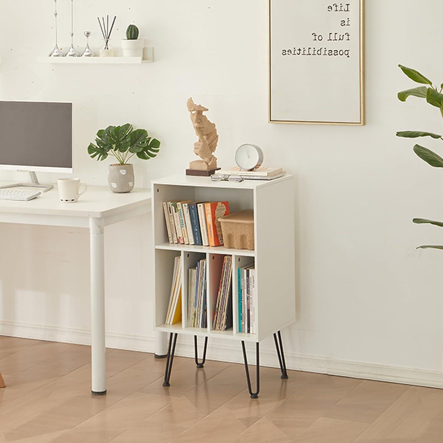 Soporte para Tocadiscos Leesingdo BU-035 Blanco con Almacenamiento