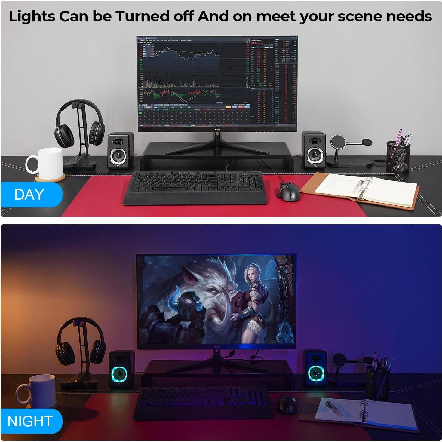 Altavoces OROW S205 RGB para PC con Bluetooth y AUX 3.5mm