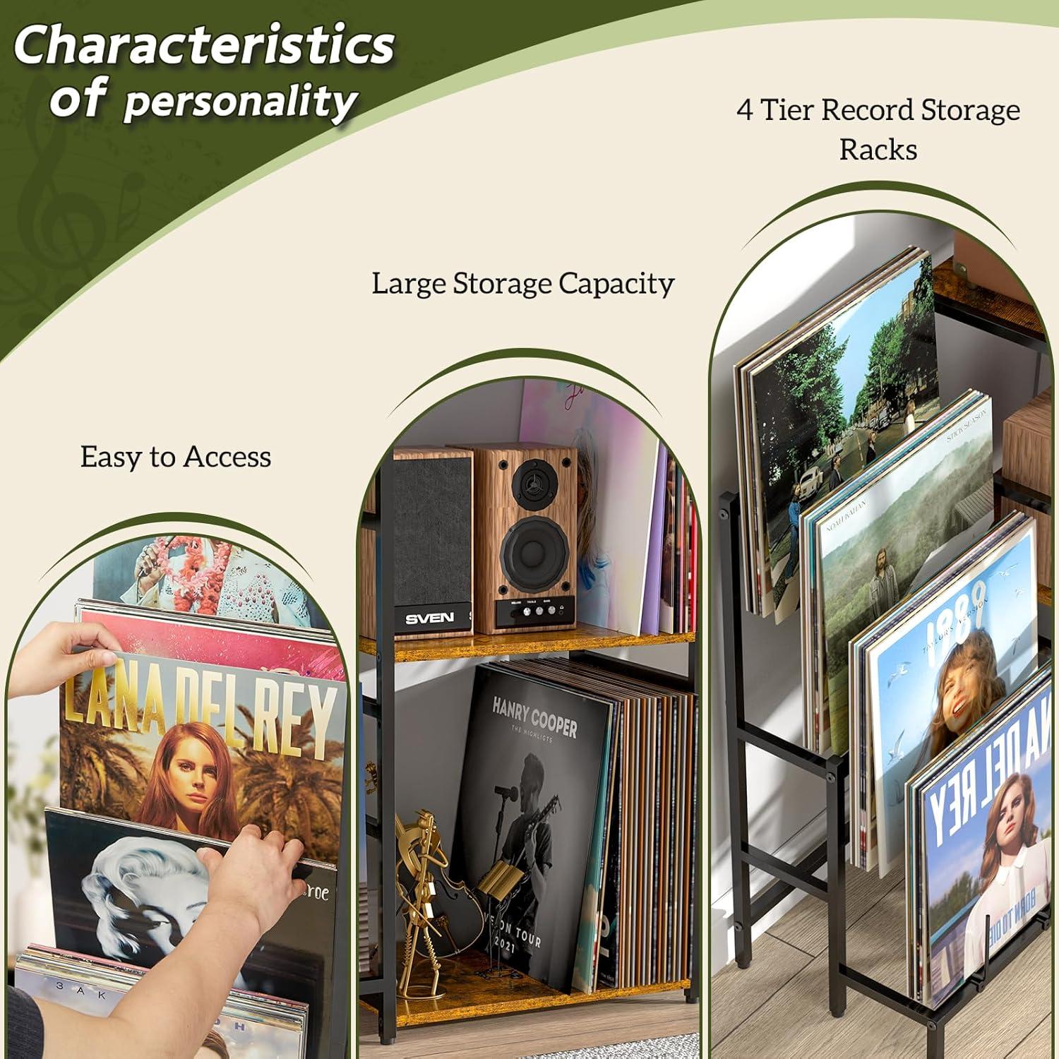 Soporte para Tocadiscos ThreeHio con Almacenamiento para 200 Vinilos