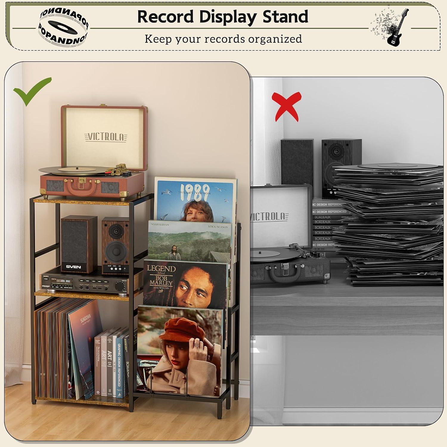 Soporte para Tocadiscos ThreeHio con Almacenamiento para 200 Vinilos