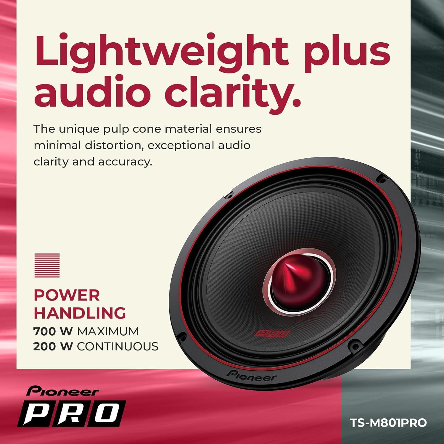 Altavoces Pioneer TS-M801PRO 8" 700W para Coche - Par