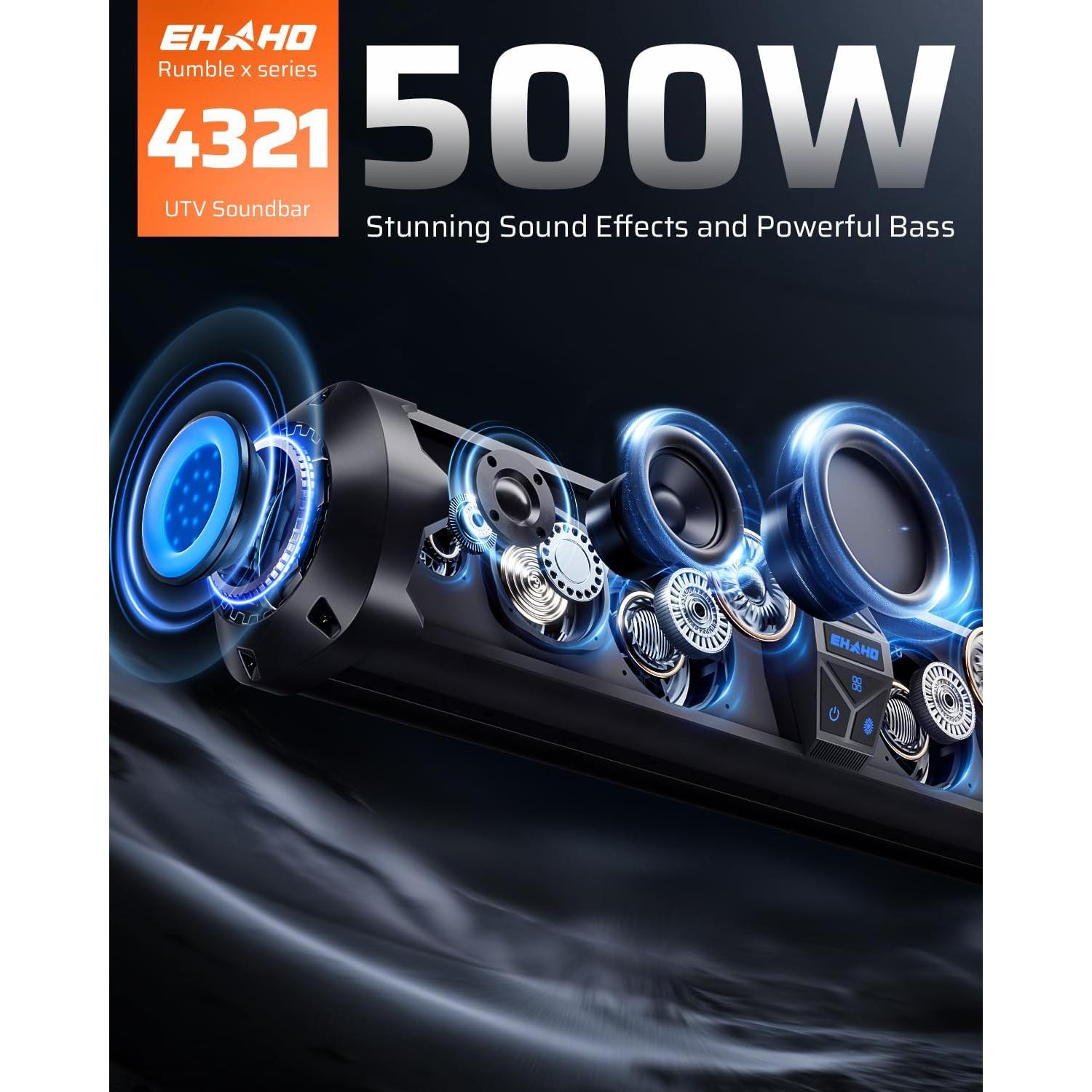 Barra de Sonido UTV Ehaho MT4321 500W Bluetooth IP66