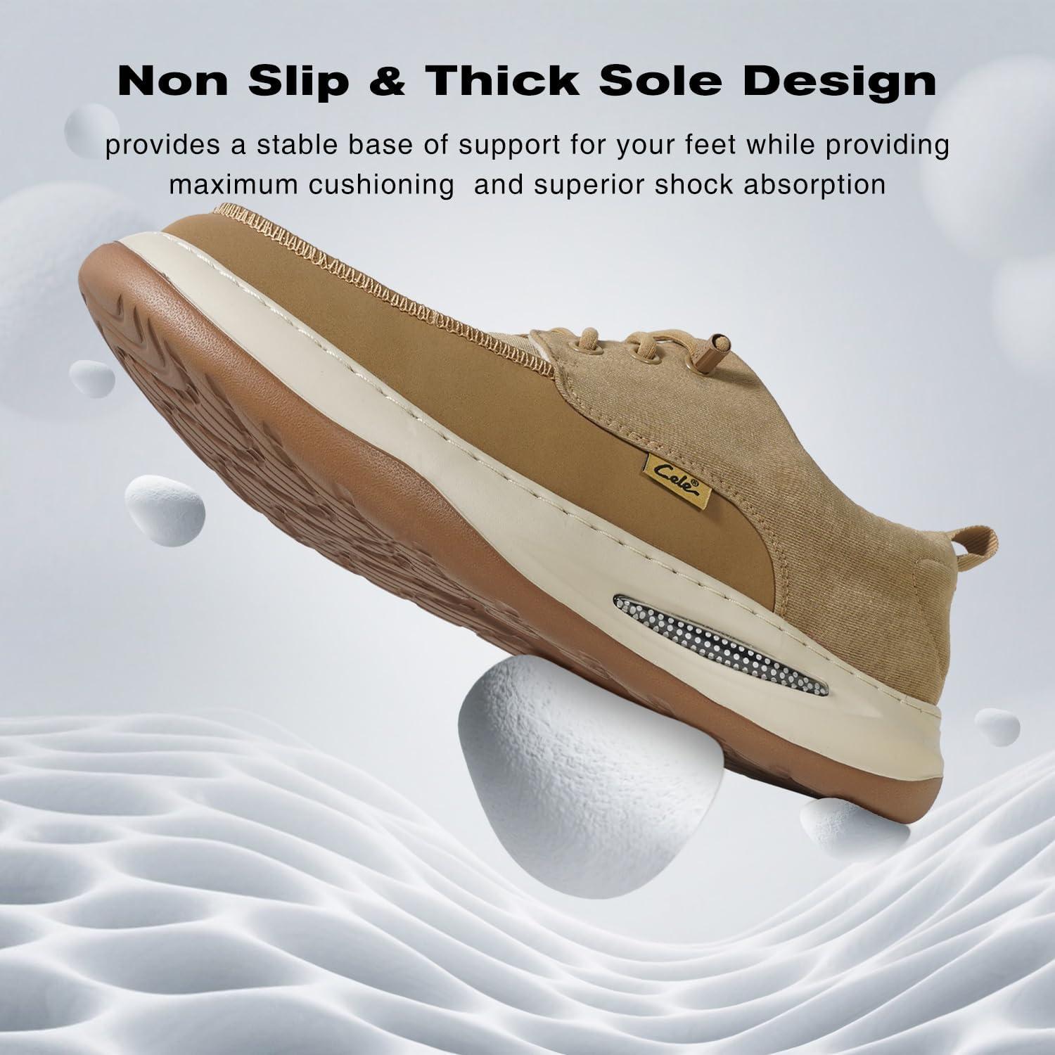 Zapatillas Casual Slip On CELE para Hombre 12 Ancho Beige