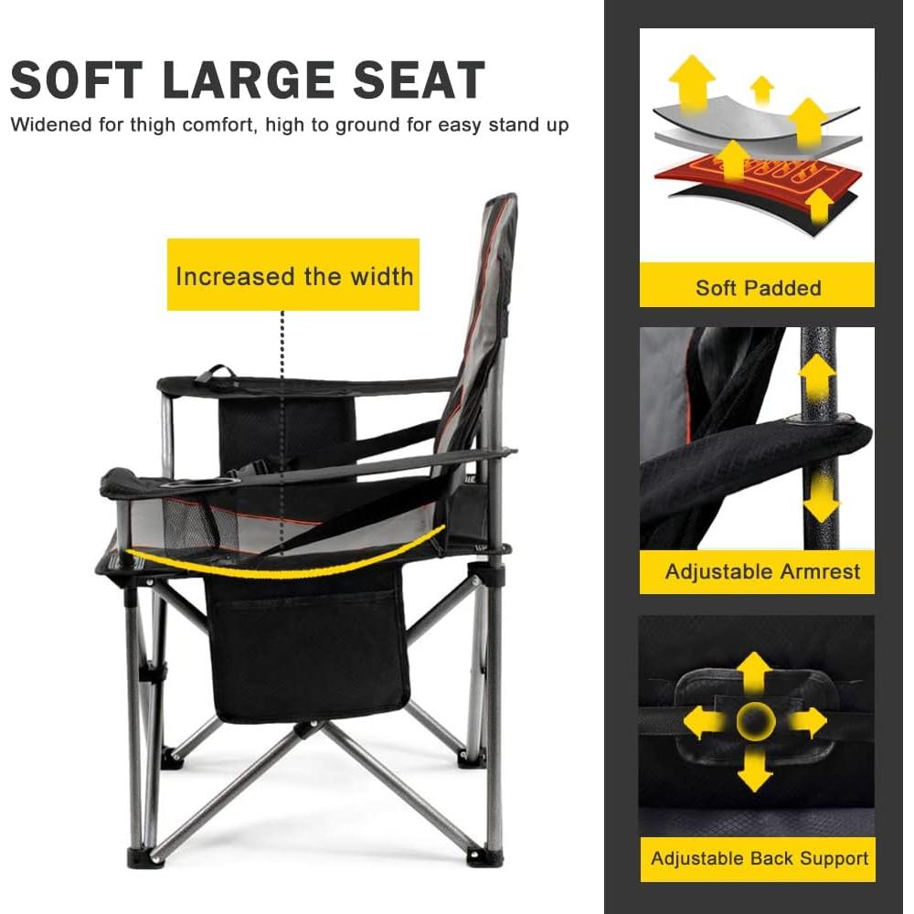 Silla de Camping FAIR WIND Big Boy Acolchada Soporta 204 kg