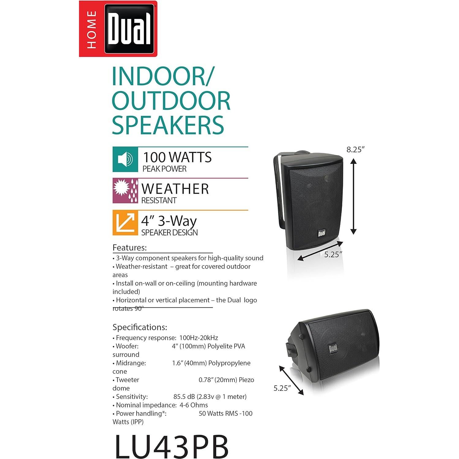 Altavoces Dual Electronics LU43PB + Amplificador Bluetooth 100W