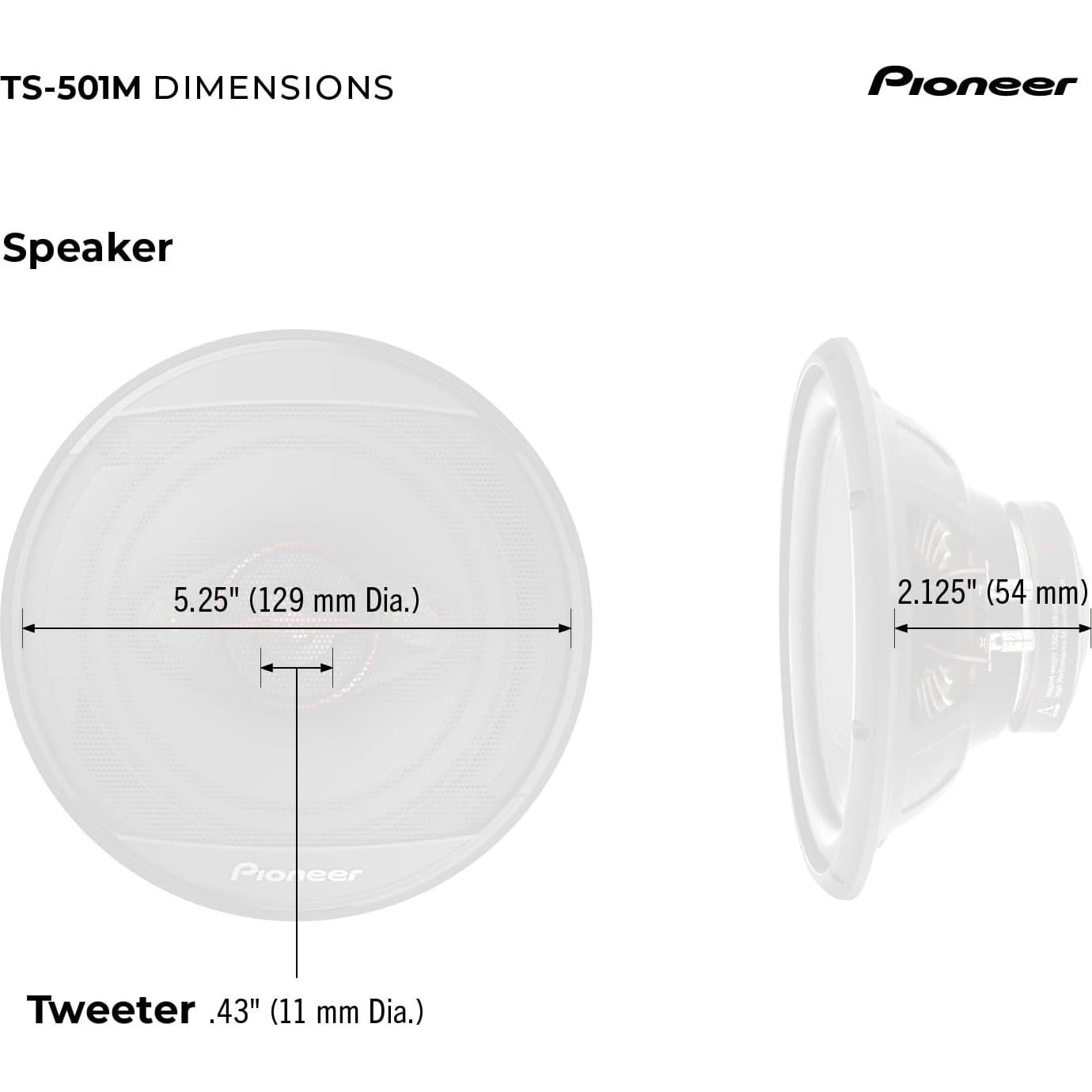 Altavoces Coaxiales Pioneer TS-501M 5.25" 300W para Auto