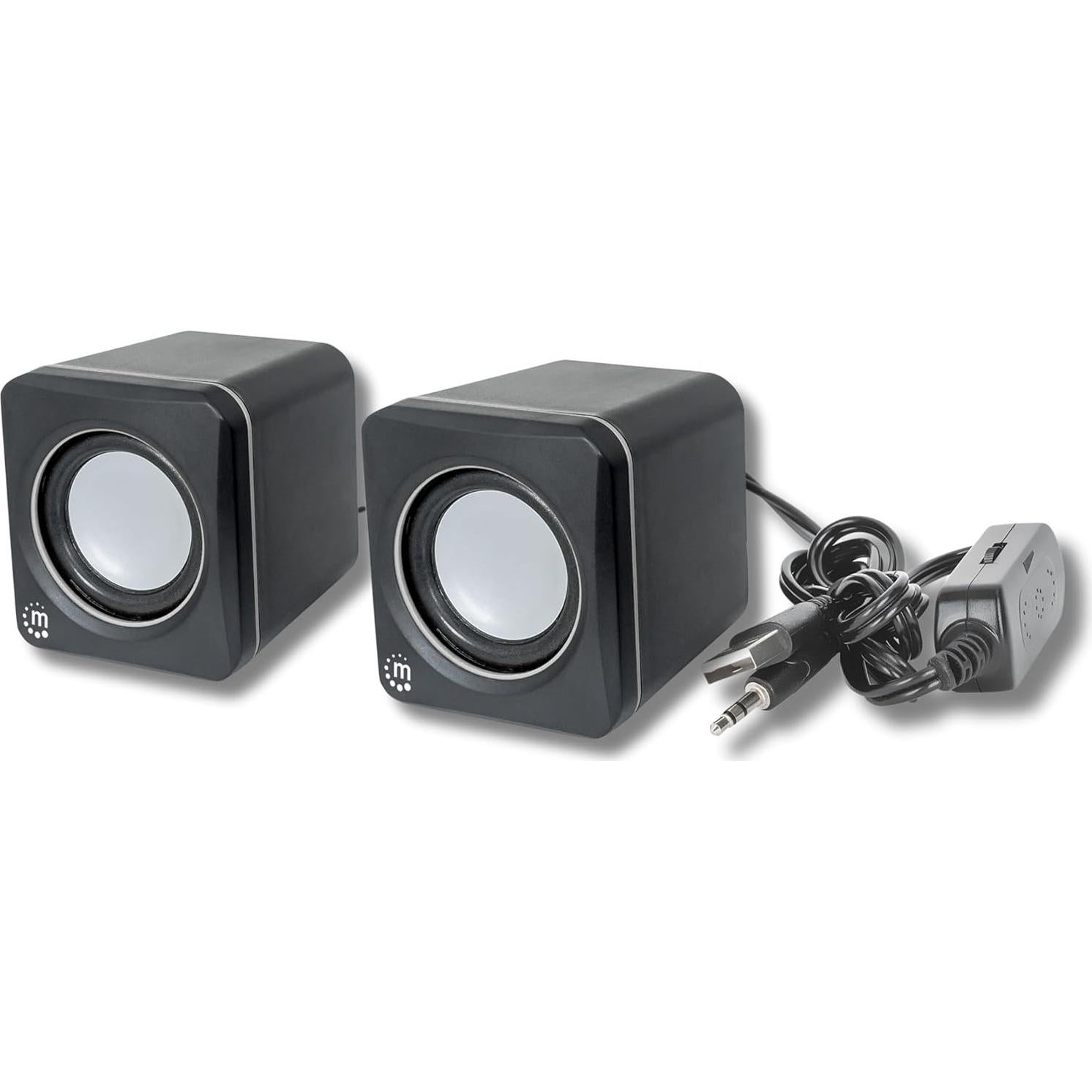 Altavoces USB Manhattan 2600 - Compactos y Potentes - Negro Plata