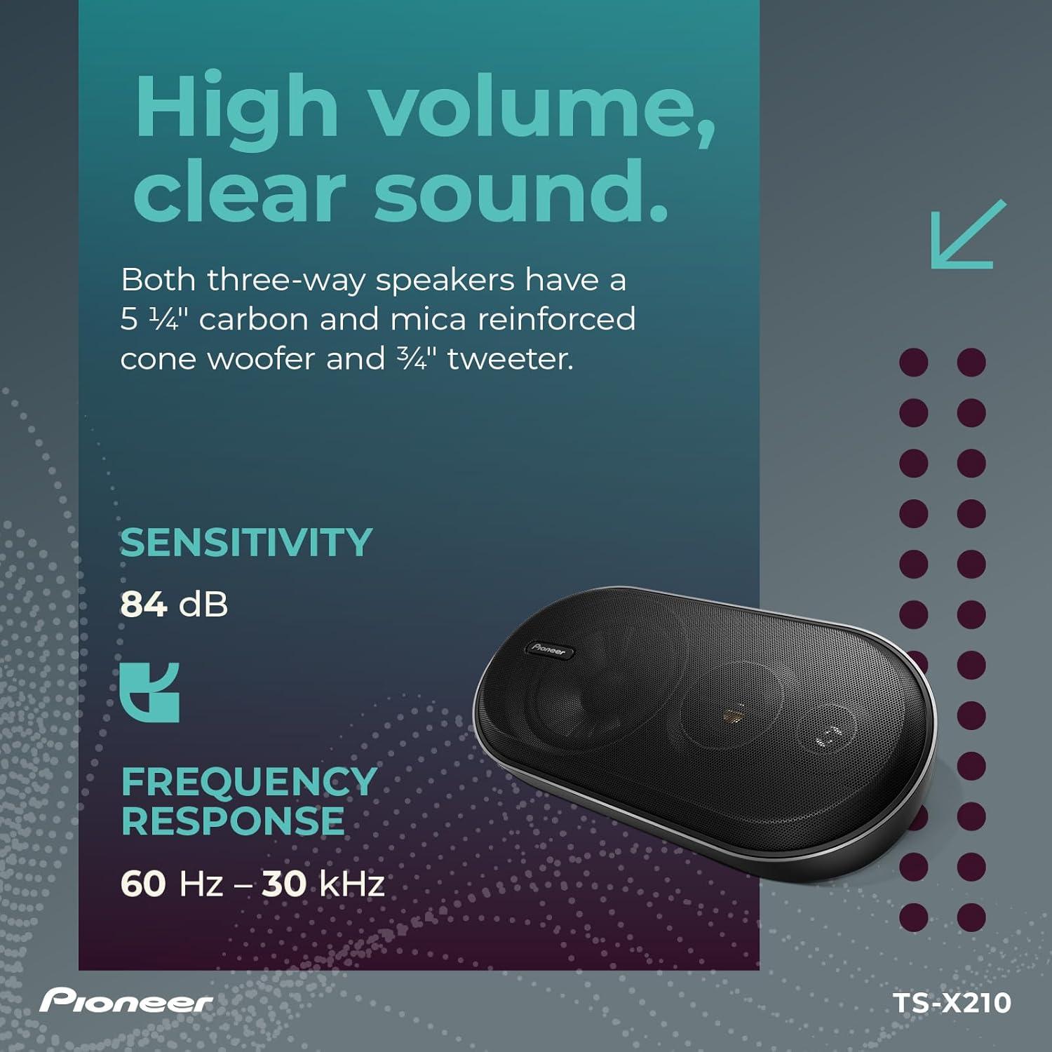 Altavoces Pioneer TS-X210 4" 3-Vía Montaje Superficial 100W