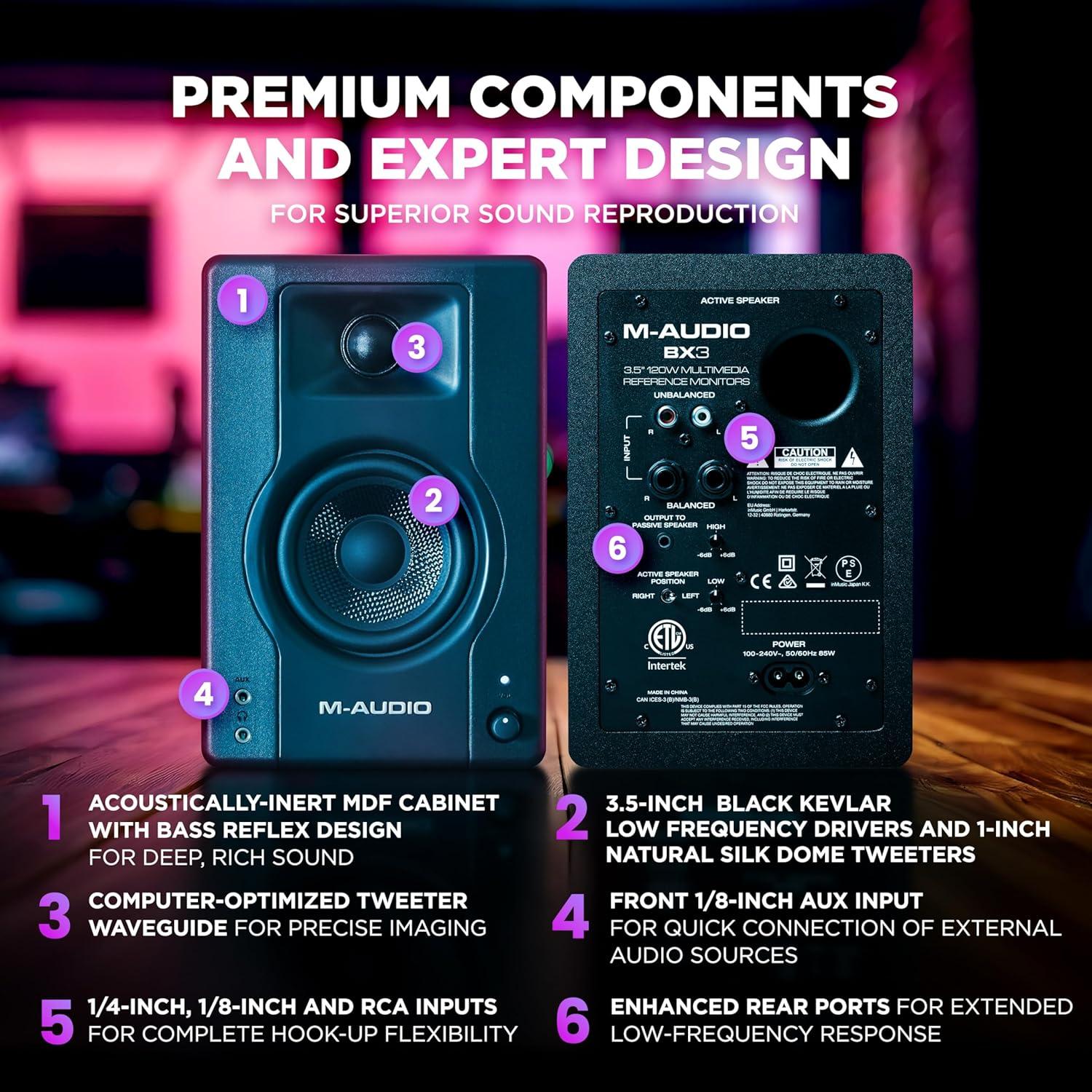 M-AUDIO BX3 Monitores de Estudio 120W 3.5" Altavoces PC