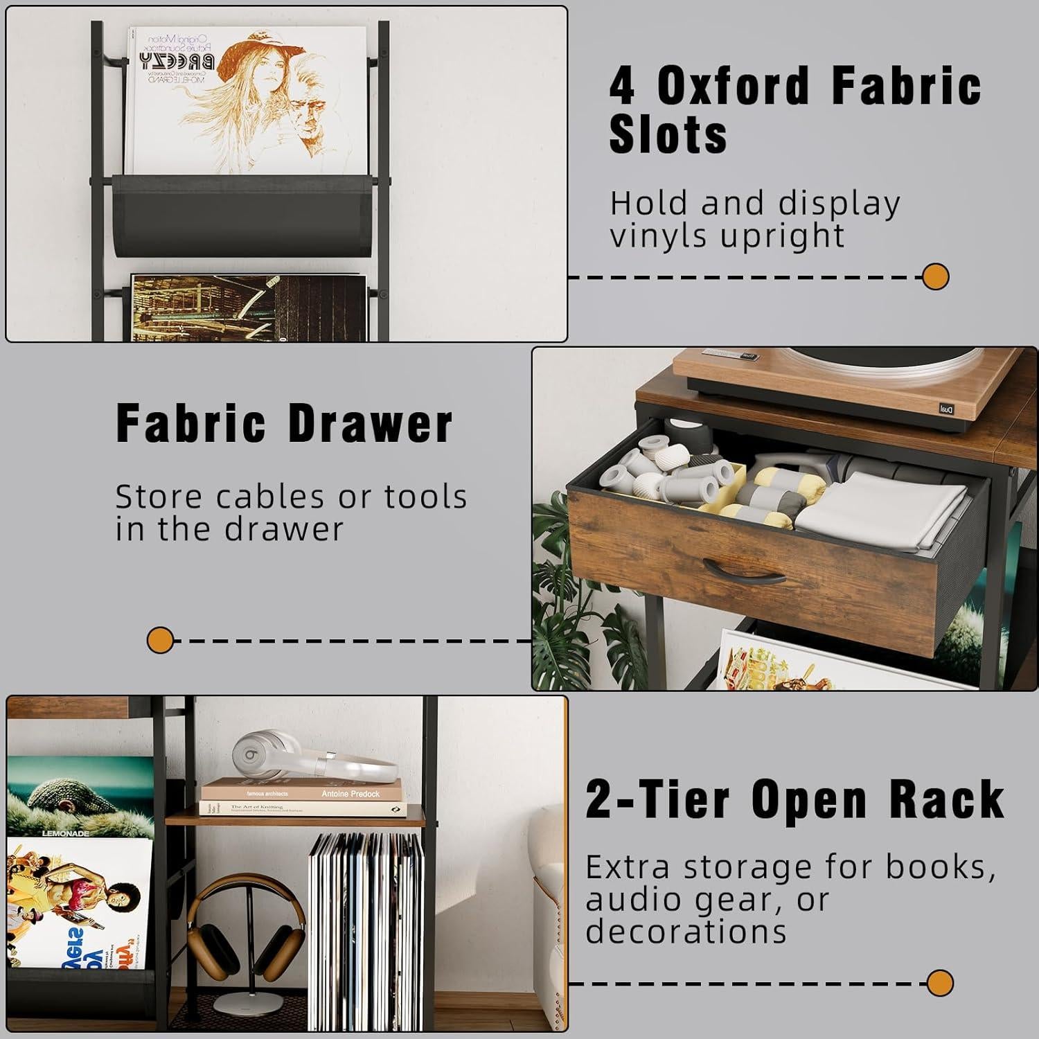 Soporte para Tocadiscos Welfuturer con Almacenamiento para 300 Vinilos