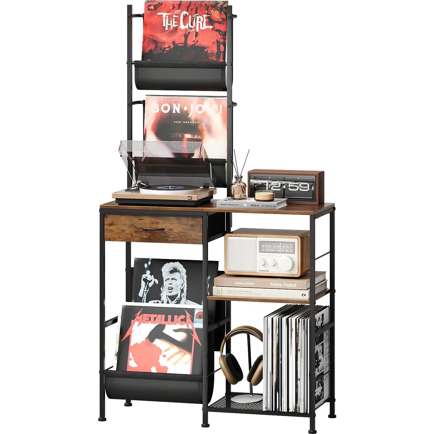 Soporte para Tocadiscos Welfuturer con Almacenamiento para 300 Vinilos