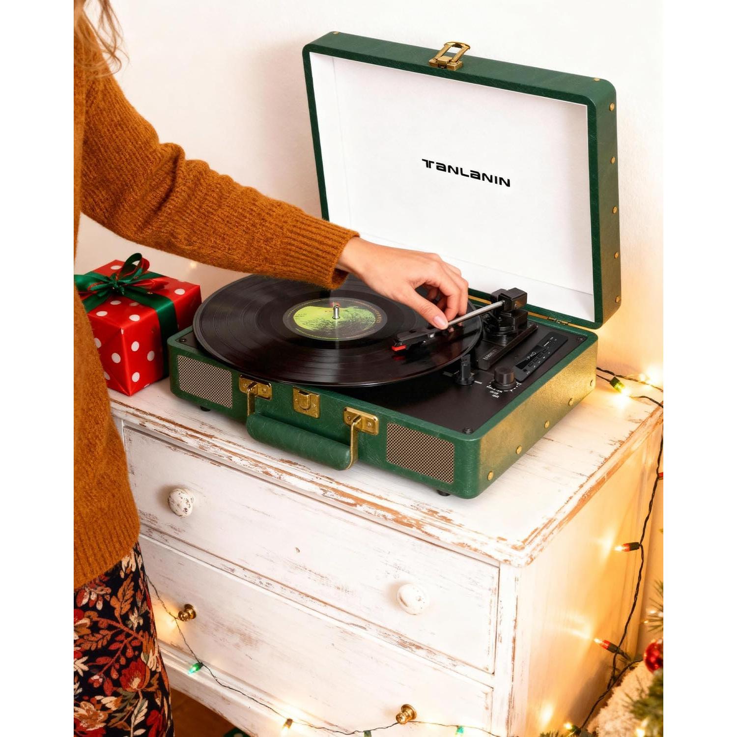 Reproductor de Vinilo Bluetooth TANLANIN TE-2026 Verde Oscuro