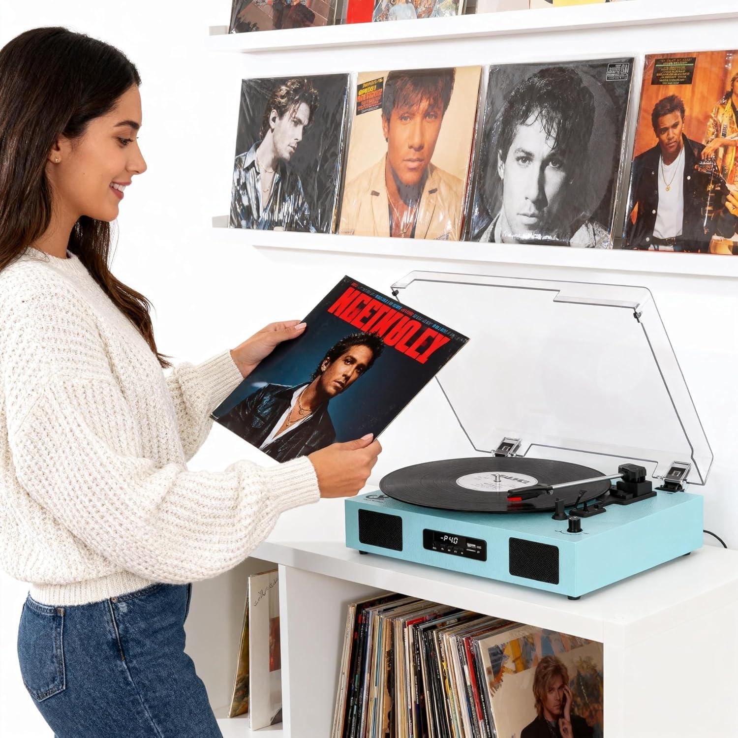 Reproductor de Vinilo Bluetooth DANFI AUDIO SON1-TE-2017BU 3 Velocidades