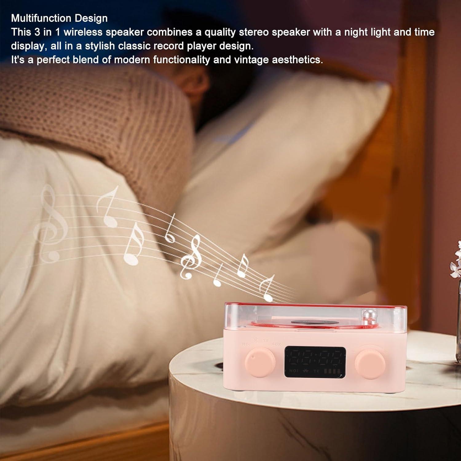Altavoz Bluetooth 3 en 1 Asixxsix con Luz Nocturna Rosa
