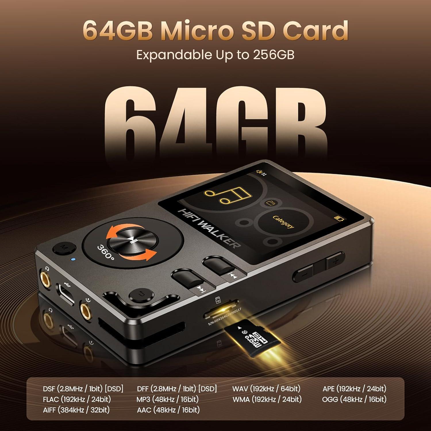 Reproductor MP3 HiFi HIFI WALKER H2 con Bluetooth y estuche