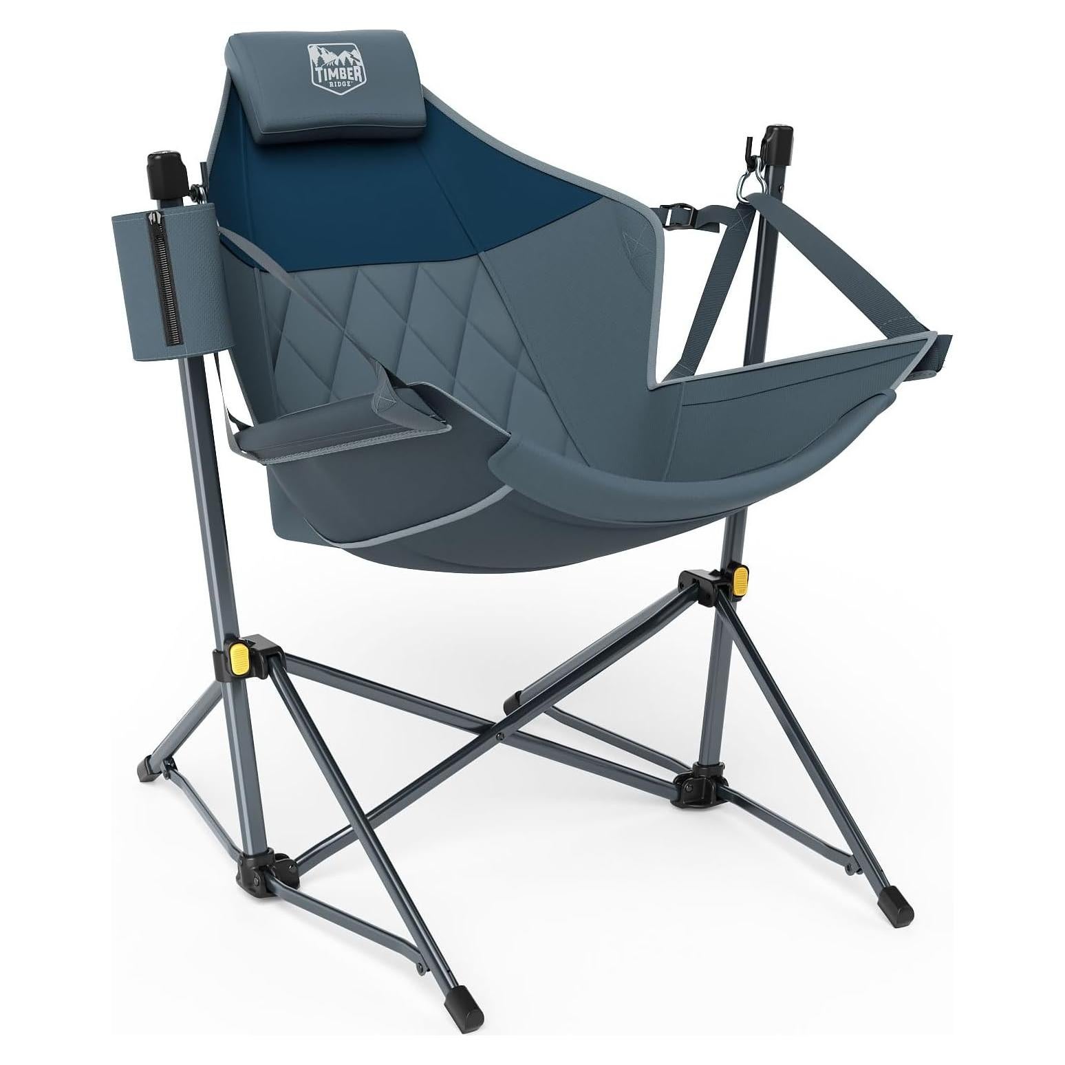 TIMBER RIDGE Hammock Camping Chair with Adjustable Backrest, Heavy Duty Folding Hammock Chair Supports 300lbs, Portable Hammock Chair for Camping, Travelling and Patio, Blue