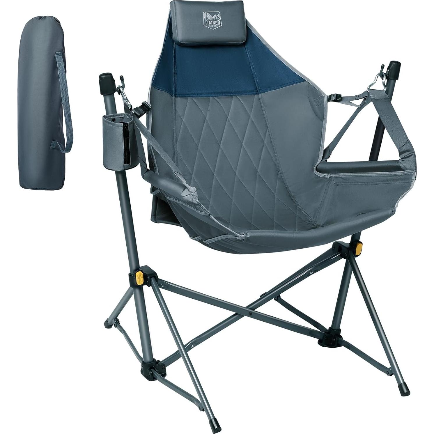 TIMBER RIDGE Hammock Camping Chair with Adjustable Backrest, Heavy Duty Folding Hammock Chair Supports 300lbs, Portable Hammock Chair for Camping, Travelling and Patio, Blue