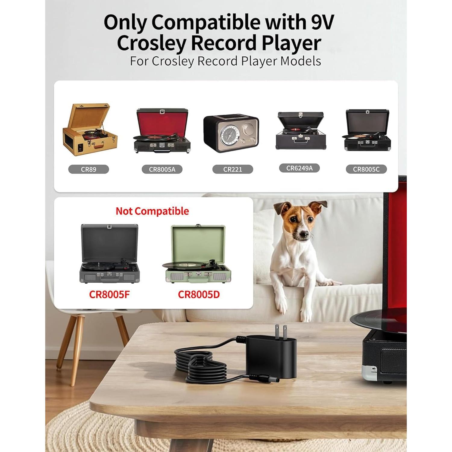 Cable de Alimentación 9V WUKUR para Tocadiscos Crosley 1.8M