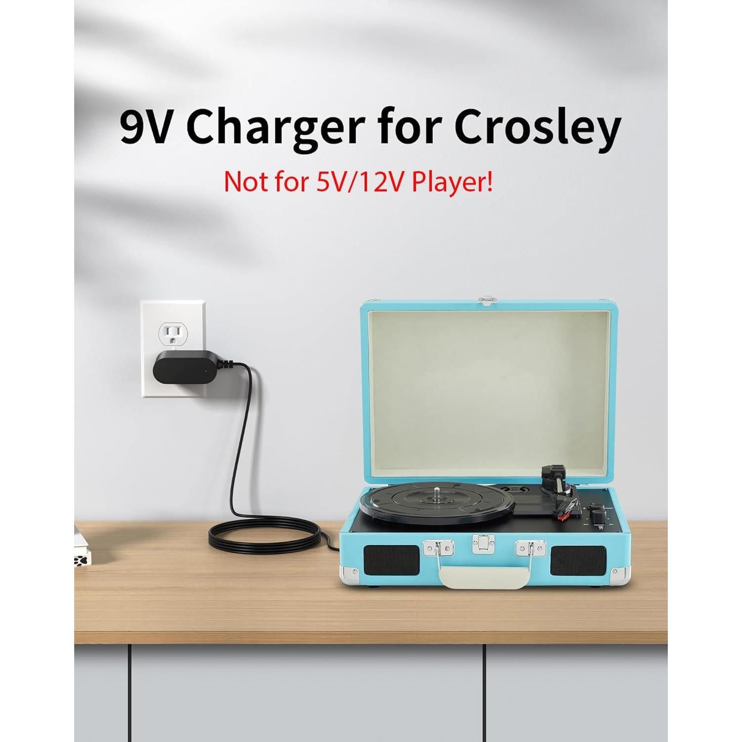 Cable de Alimentación 9V WUKUR para Tocadiscos Crosley 1.8M