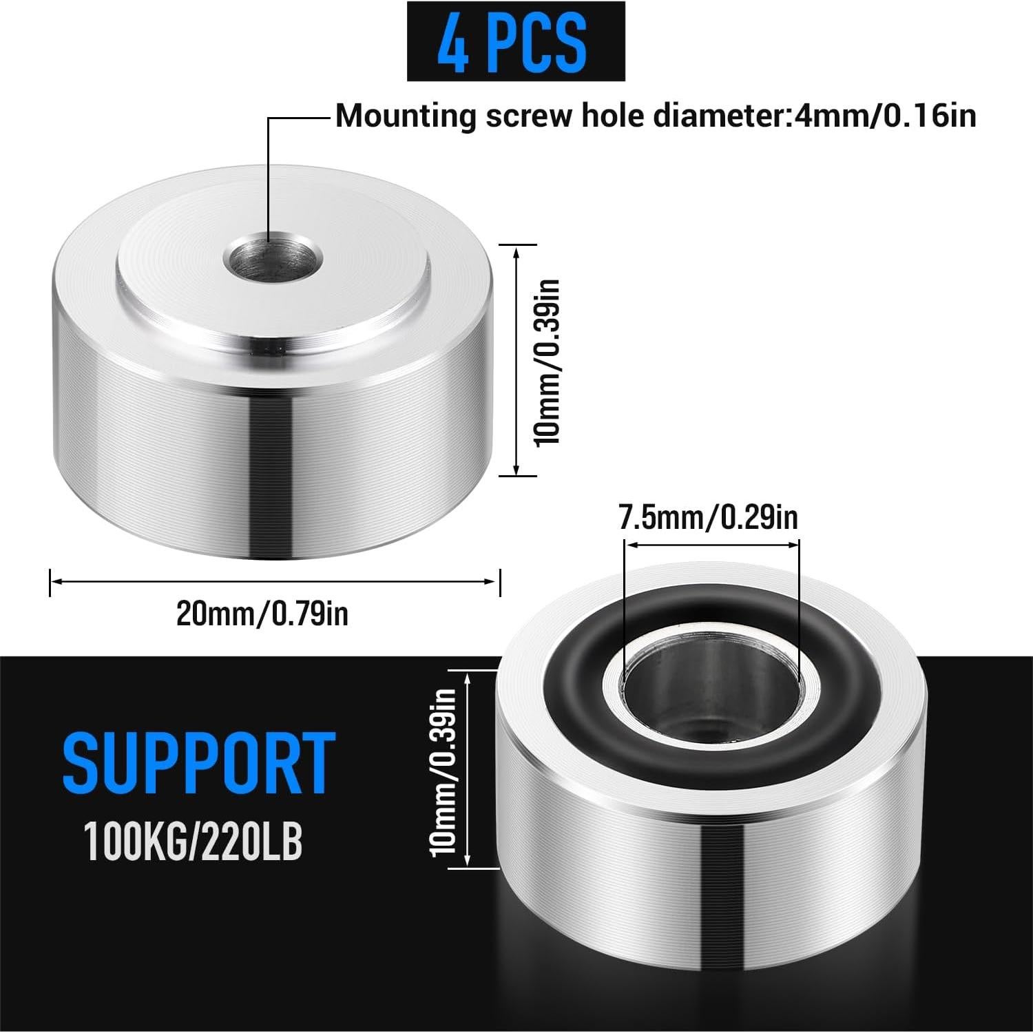 Pies de Aislamiento Facmogu para Altavoces - Aluminio 4 Piezas