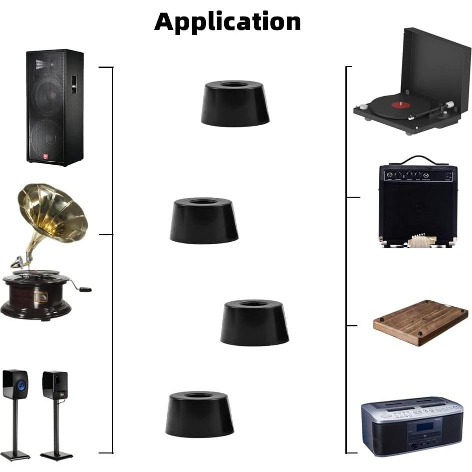 Pies de Aislamiento de Goma Sam&Johnny 4 Pcs - Negro