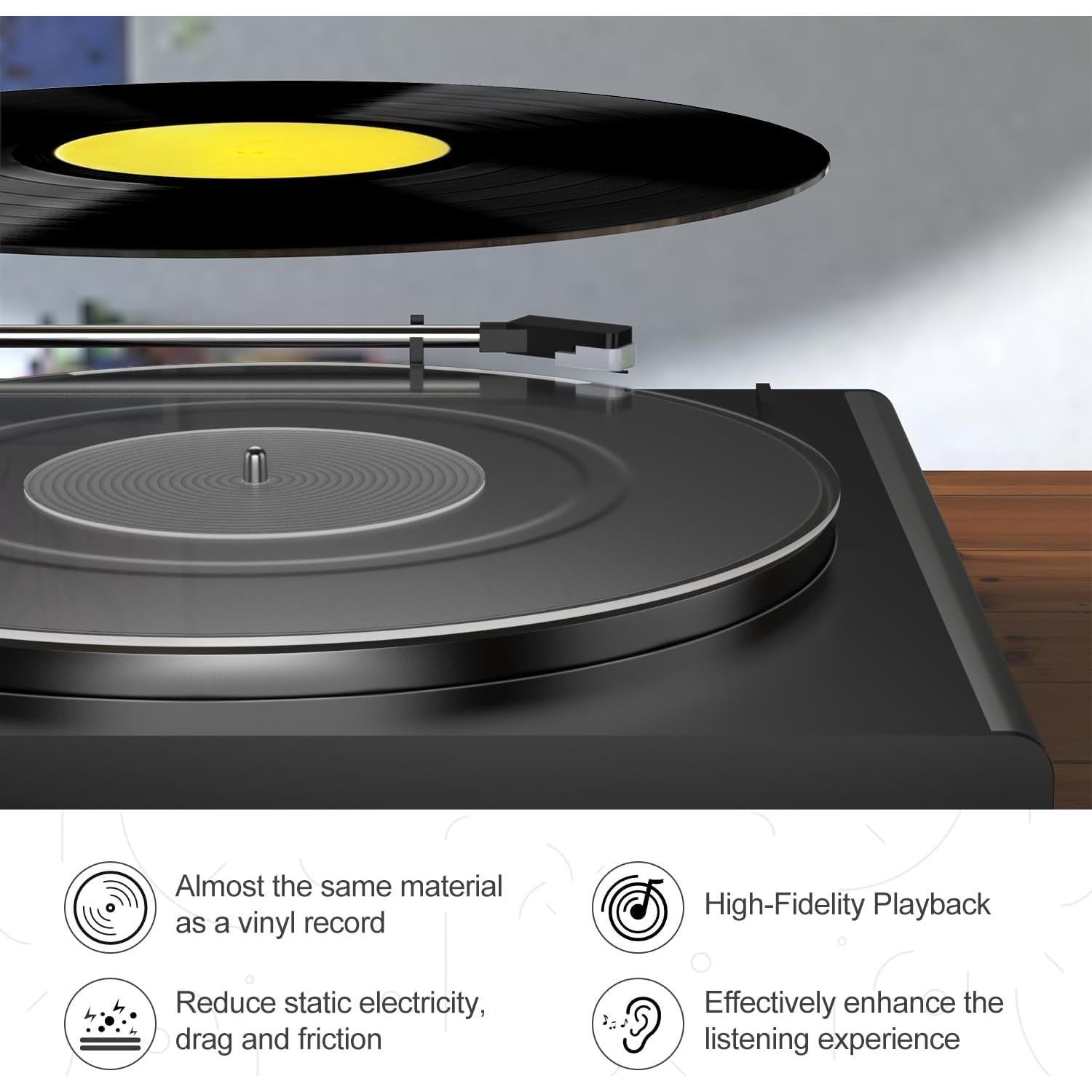 Alfombrilla de Tocadiscos Acrílica 12" Antiestática - Clara