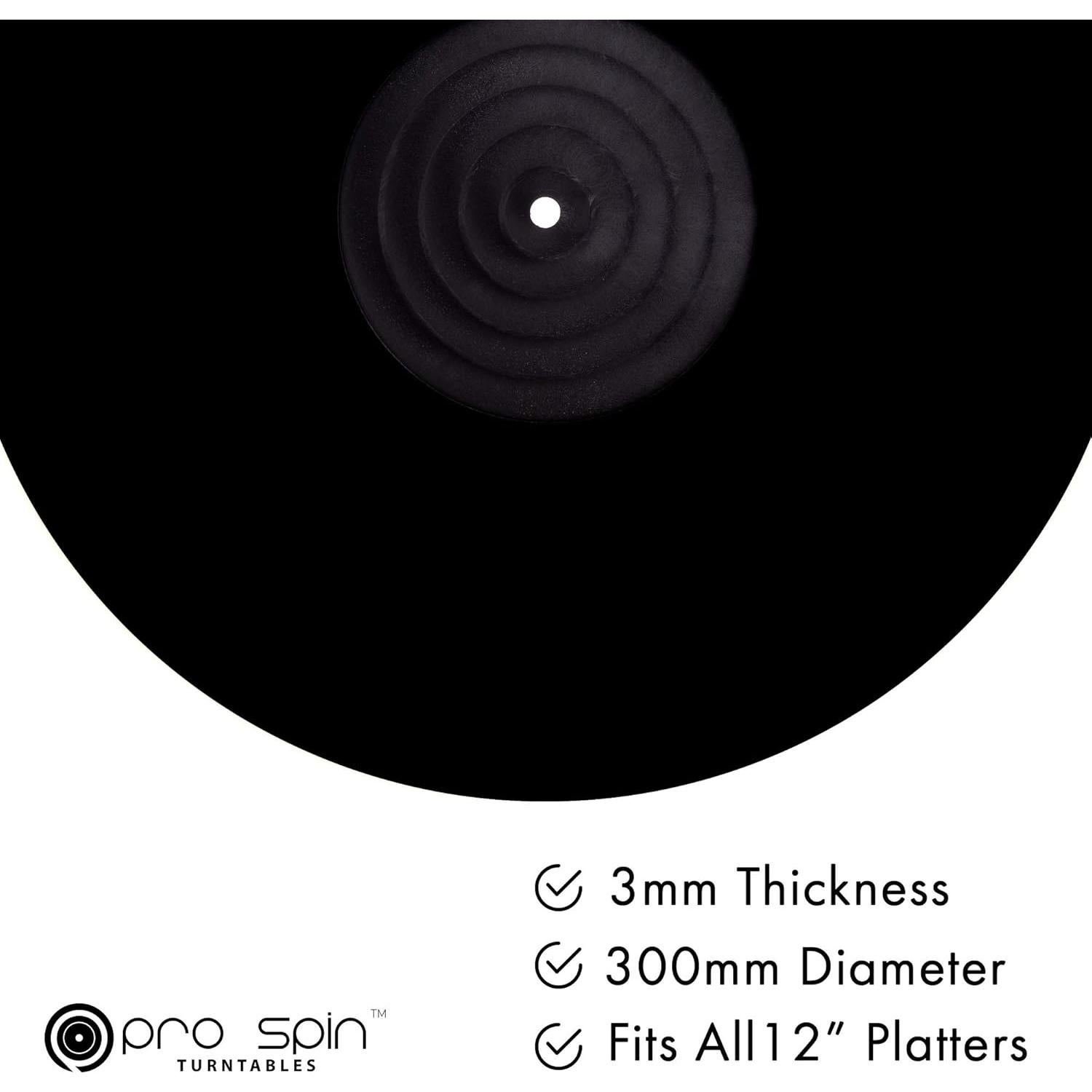Alfombrilla para Tocadiscos PRO SPIN Acrílico Negro 30 cm Antideslizante