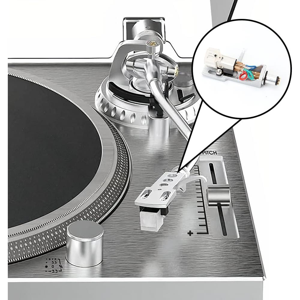 Soporte de Cabezal Plateado Stanton con Cartucho AT3600 y Estiló Conical