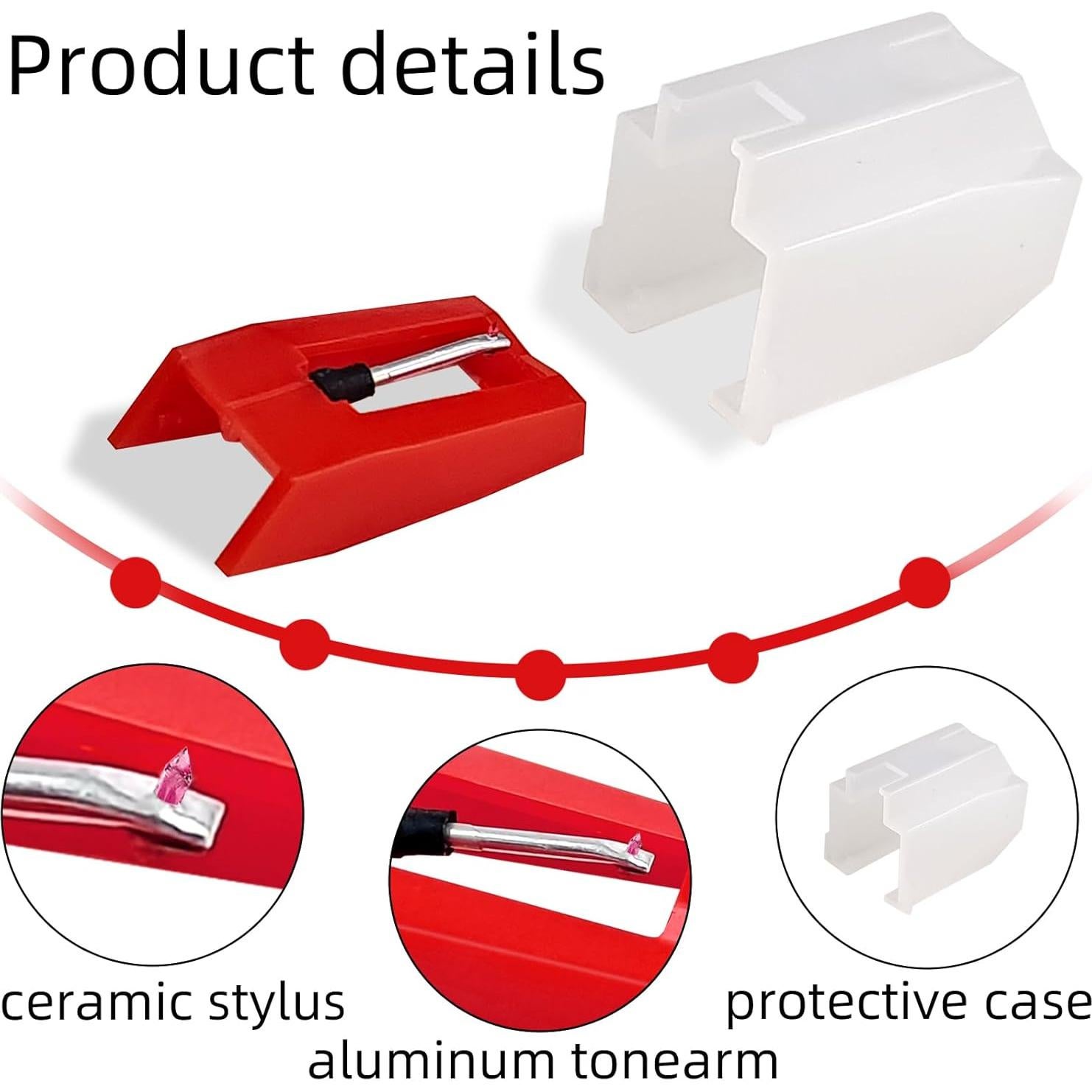 Paquete de 3 Agujas de Reemplazo para Tocadiscos Cerámica
