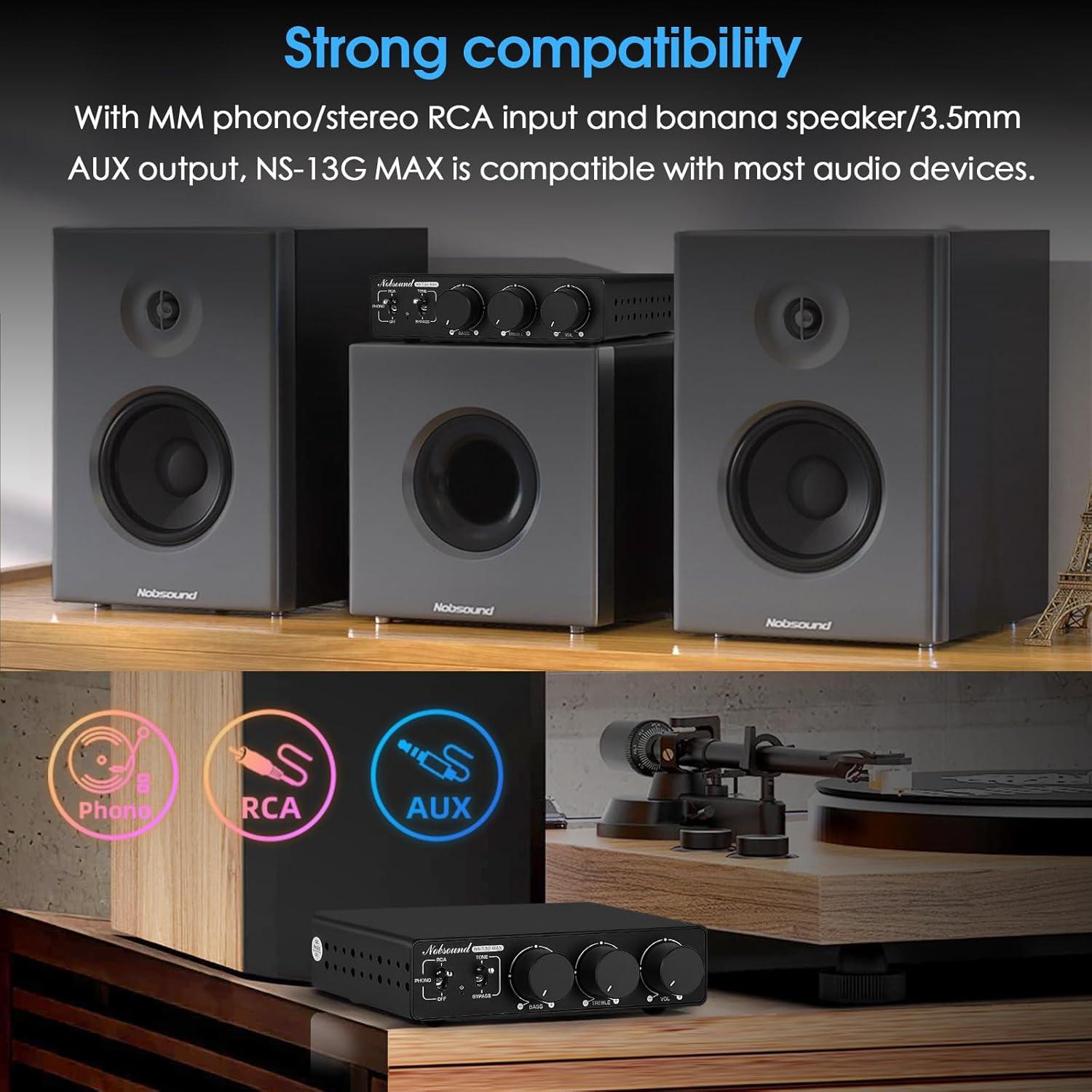 Amplificador Estéreo Douk Audio NS-13G MAX 600W HiFi Phono