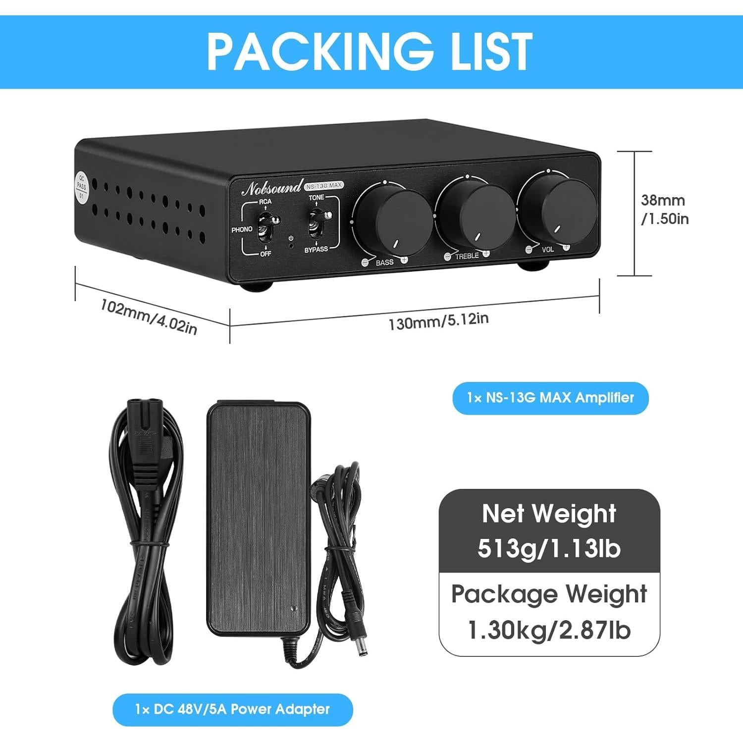 Amplificador Estéreo Douk Audio NS-13G MAX 600W HiFi Phono