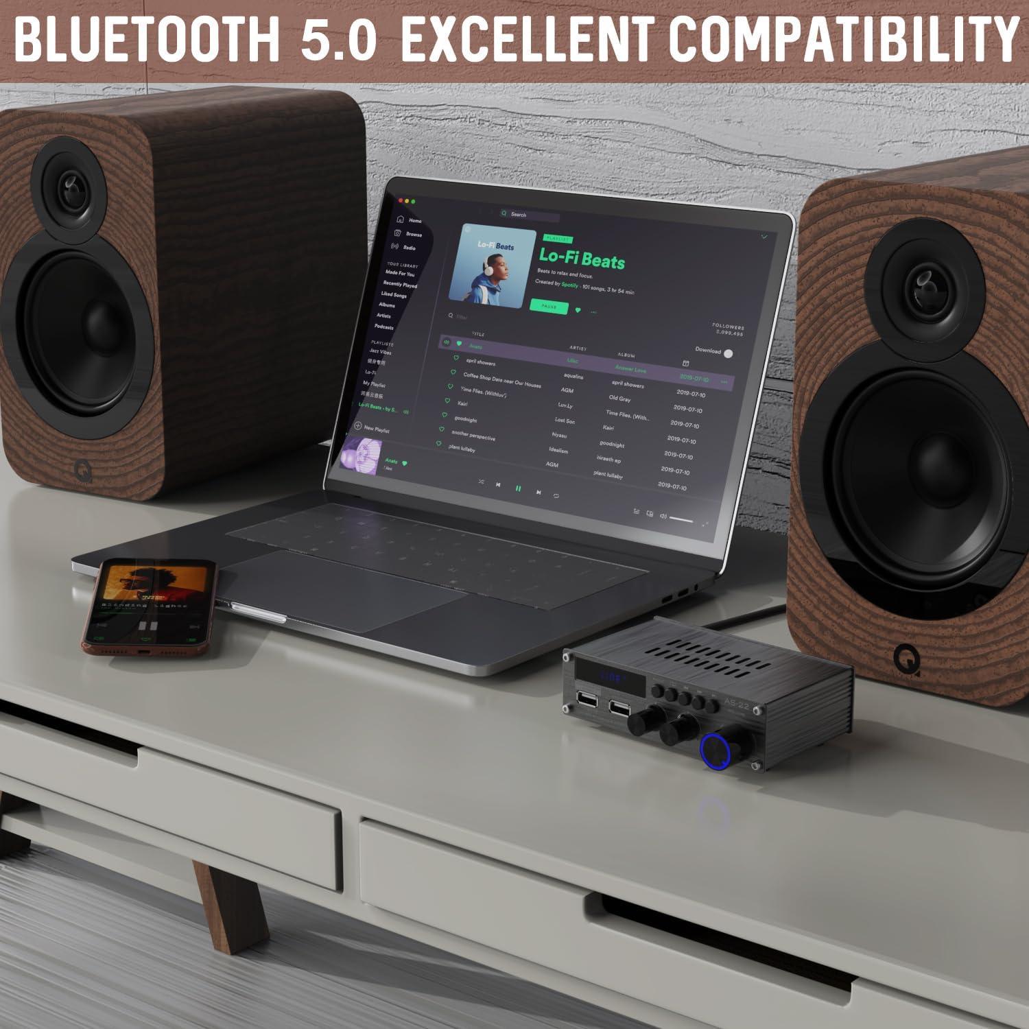 Amplificador Estéreo Mini Sunbuck AS-22BU Bluetooth 300W