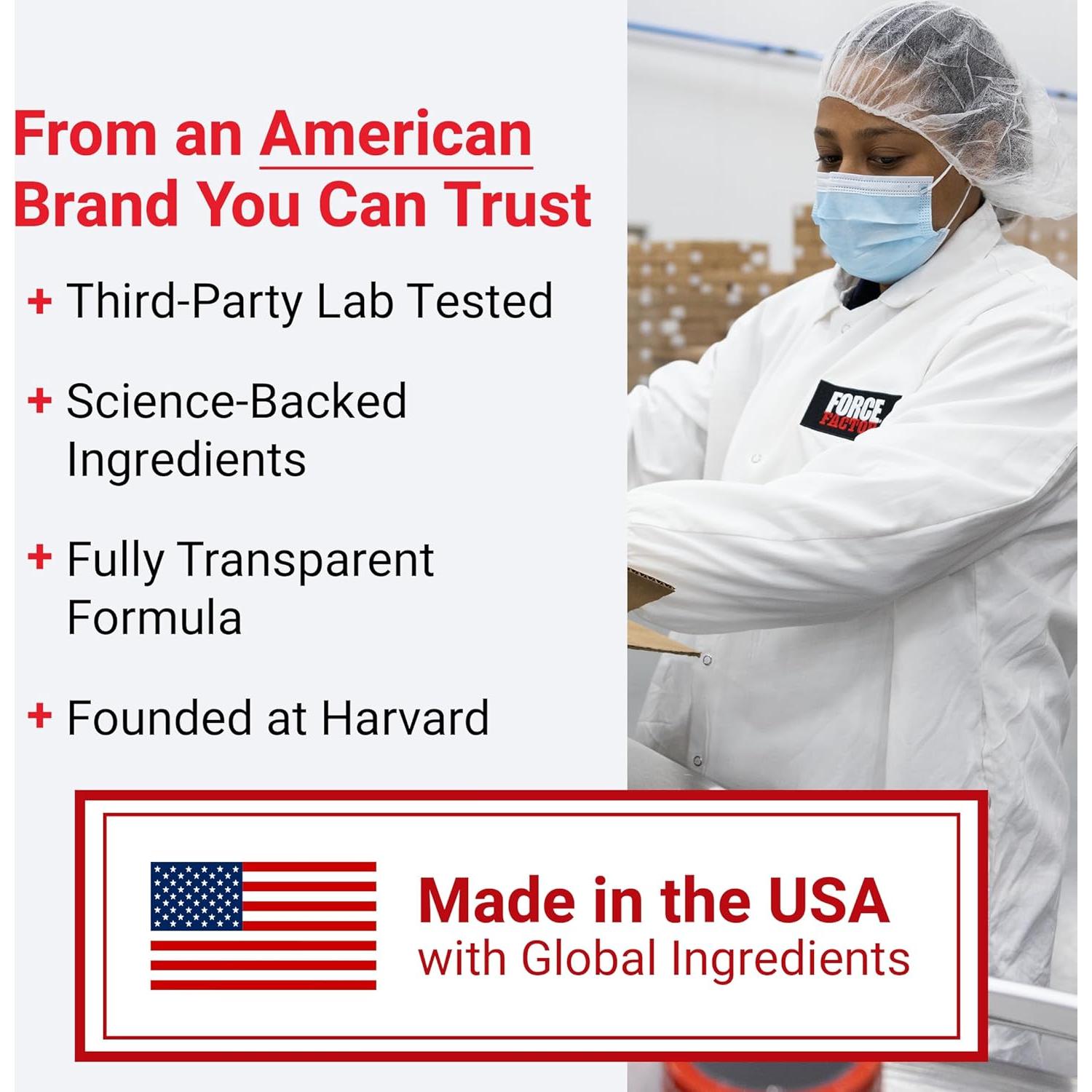 Suplemento NAD+ Force Factor 60 Cápsulas Antienvejecimiento