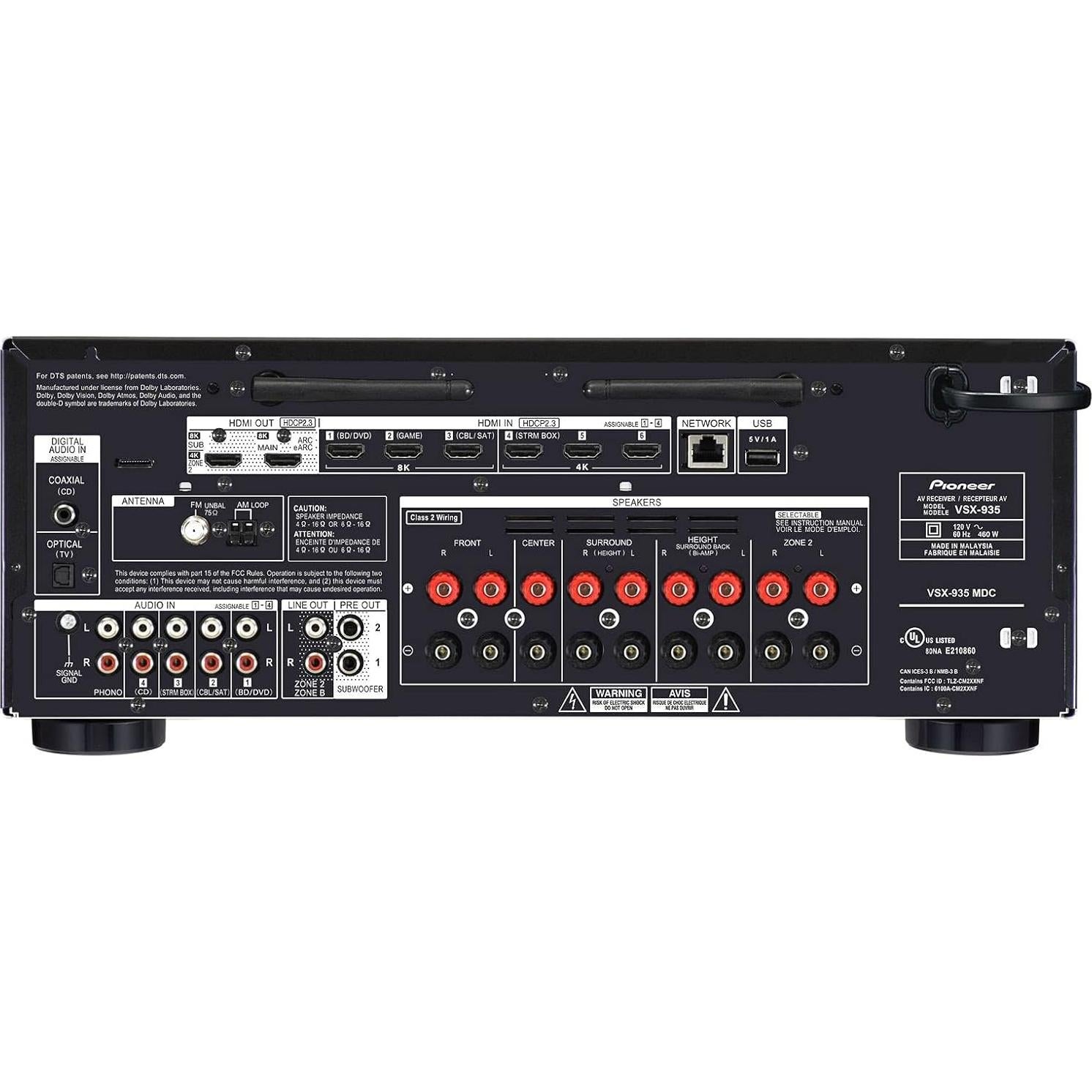 Receptor de Sonido Surround Pioneer VSX-935 7.2 Canales Dolby Atmos