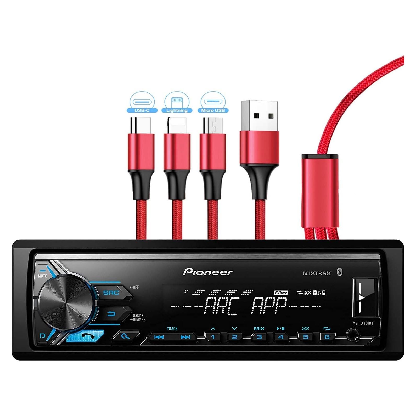Receptor de Medios Digitales Pioneer MVH-X390BT con Bluetooth y Cable Zonoz 3 en 1