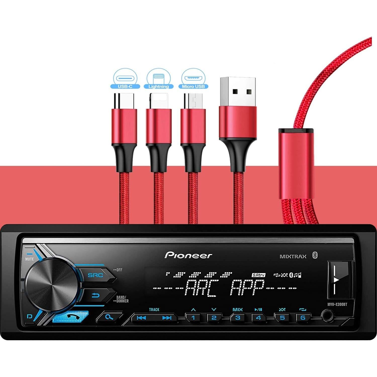Receptor de Medios Digitales Pioneer MVH-X390BT con Bluetooth y Cable Zonoz 3 en 1