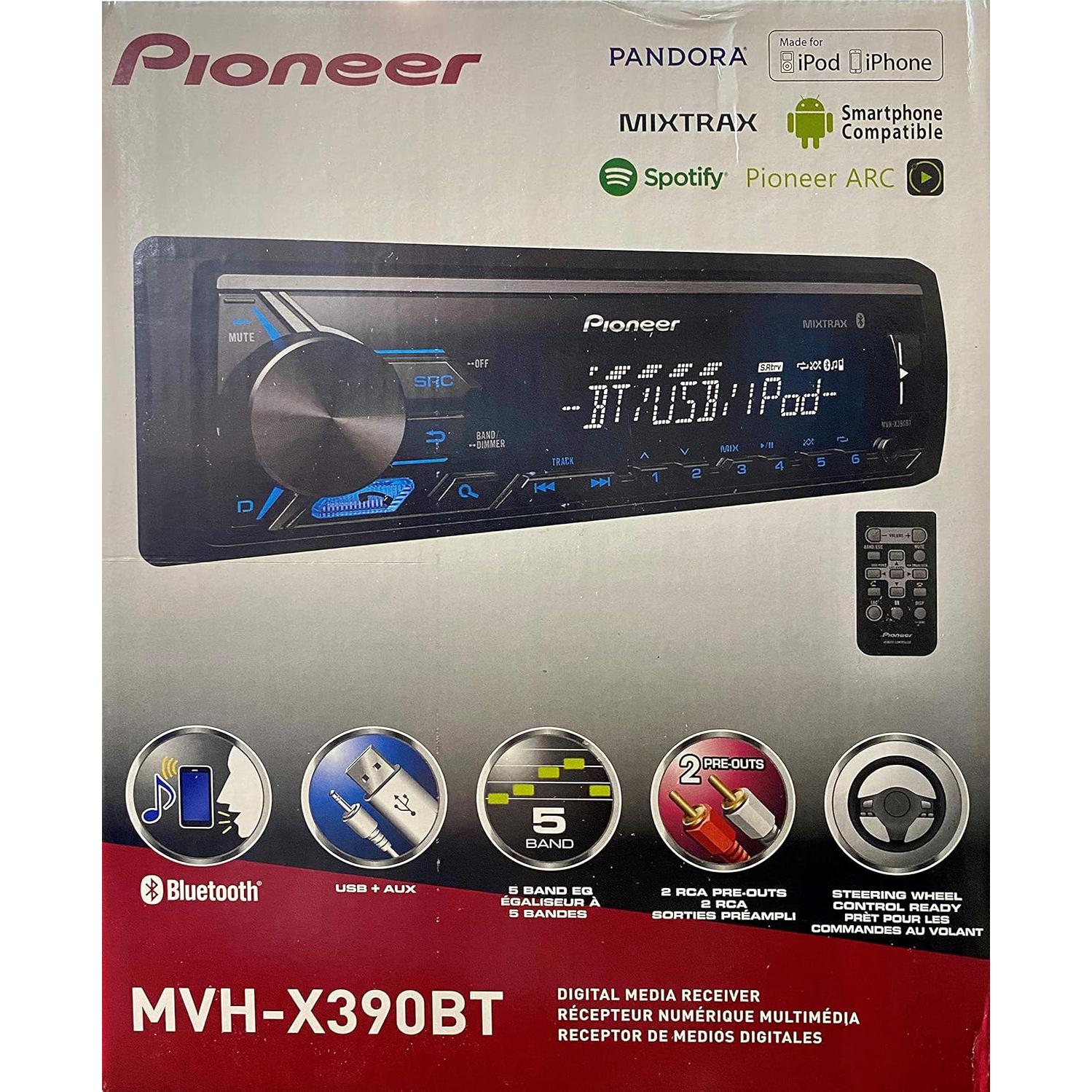 Receptor de Medios Digitales Pioneer MVH-X390BT con Bluetooth y Cable Zonoz 3 en 1