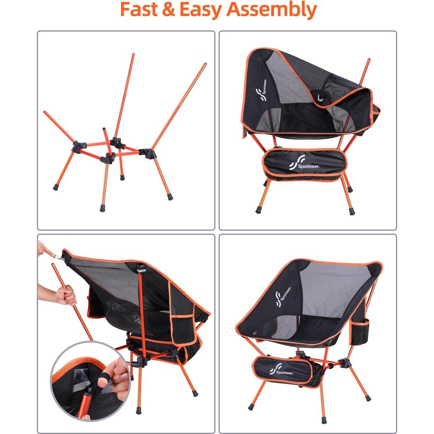 Silla de Camping Sportneer Plegable 0,91 kg Naranja 2 Paquete