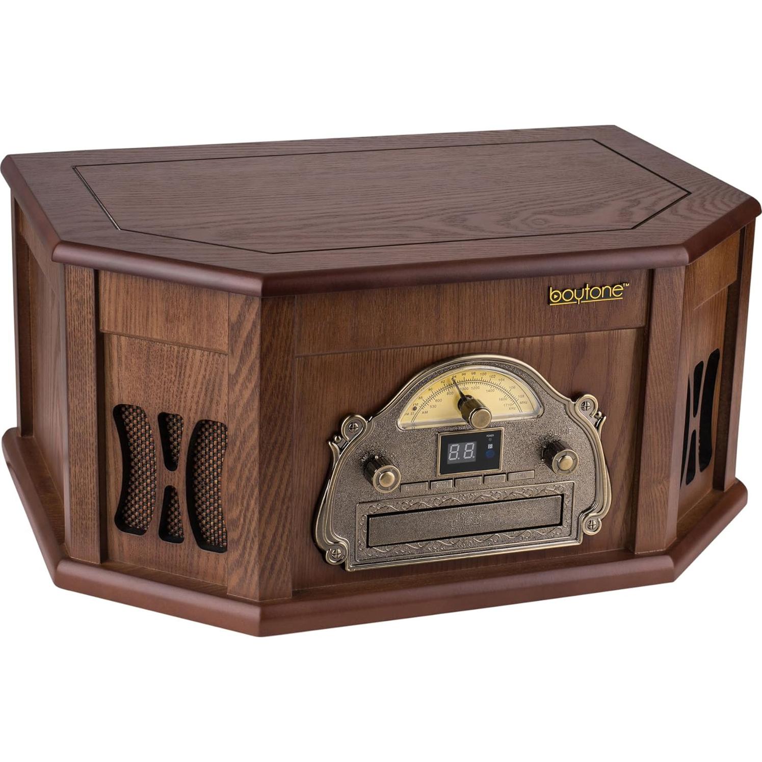 Sistema de Tocadiscos Boytone BT-25MB Madera Natural 8-en-1